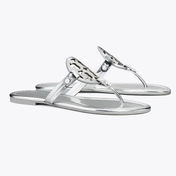 Tory Burch Miller Sandals Silver Metallic - Picture 1 of 9